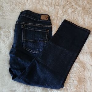 American Eagle Artist Crop Stretch Dark Blue Jeans